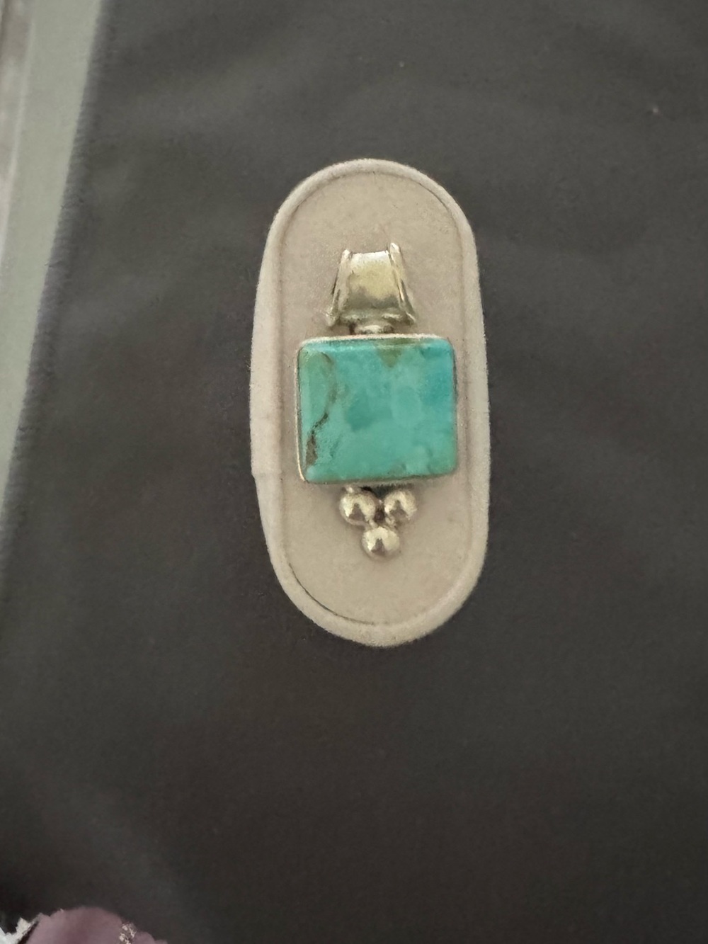 Turquoise Square Stone Pendant Necklace - Sterling silver